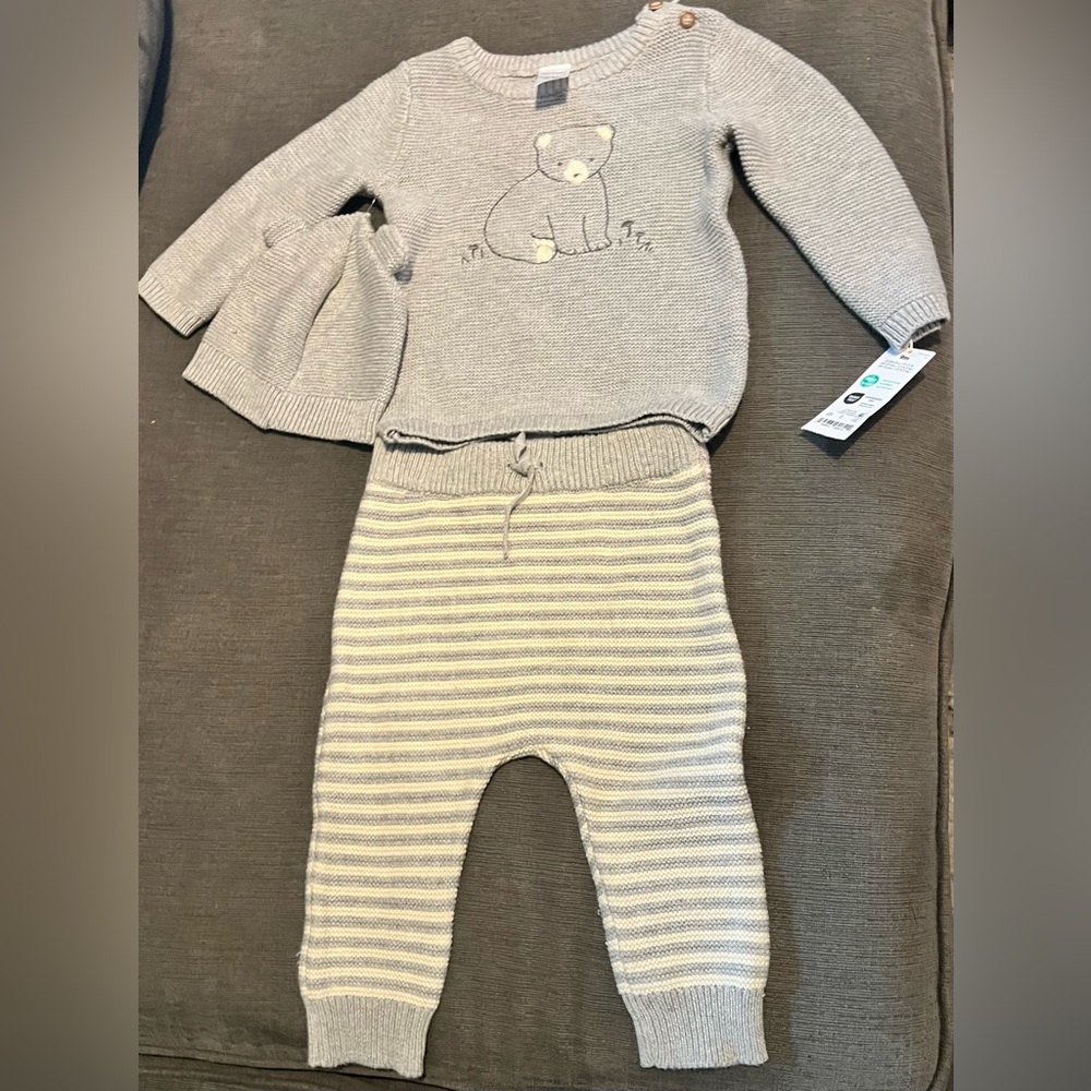 Carter's Just One You® Baby 3pc Polar Bear Top & Bottom Set - Gray